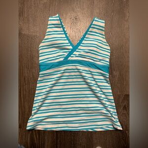 Lululemon Sz 4 Striped Blue and White Tank Top
